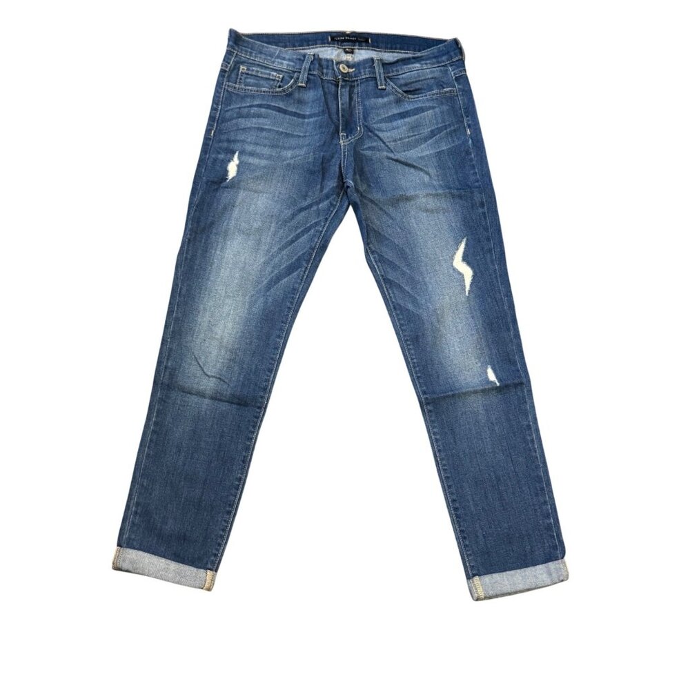 Flying Monkey Platinum Distressed Blue Jeans womens 25 Length USA-Made Denim